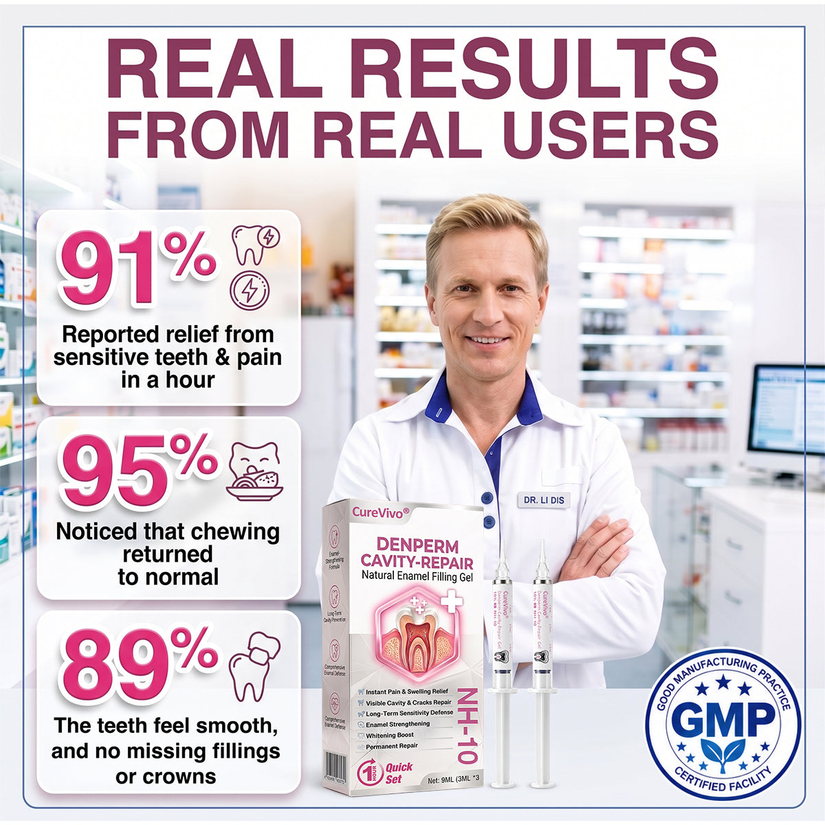 🇦🇺🦷👩‍⚕️CureViVo® DenPerm Cavity-Repair Natural Enamel Filling Gel👍