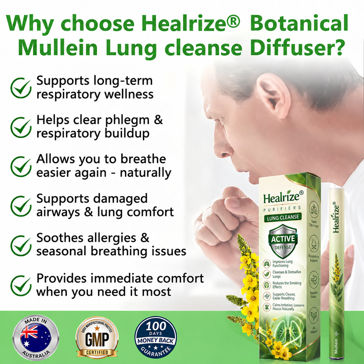 𝐀𝐔 𝐎𝐰𝐧𝐞𝐝 𝐚𝐧𝐝 𝐎𝐩𝐞𝐫𝐚𝐭𝐞𝐝✅ 𝐇𝐞𝐚𝐥𝐫𝐢𝐳𝐞® 𝐁𝐨𝐭𝐚𝐧𝐢𝐜𝐚𝐥 𝐌𝐮𝐥𝐥𝐞𝐢𝐧 𝐋𝐮𝐧𝐠 𝐂𝐥𝐞𝐚𝐧𝐬𝐞 𝐃𝐢𝐟𝐟𝐮𝐬𝐞𝐫(🫁Cough, Pharyngitis, shortness of breath, sputum, stuffy nose, bronchitis, bronchitis, allergy symptoms, lung discomfort)🔥